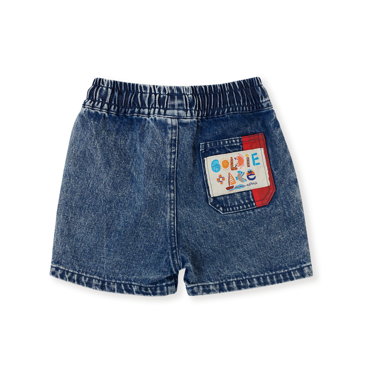 Goldie + Ace Primary Pop Noah Denim Shorts - Dark Denim