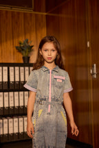 Pastel Pop Piper Denim Belted Dress - Light Denim
