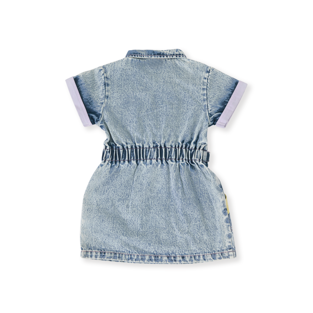 Goldie + Ace Pastel Pop Piper Denim Belted Dress - Light Denim