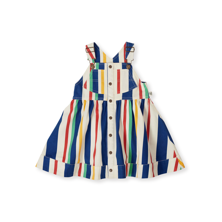 Goldie + Ace Heidi Denim Pinafore Dress - 90'S Bold Stripe