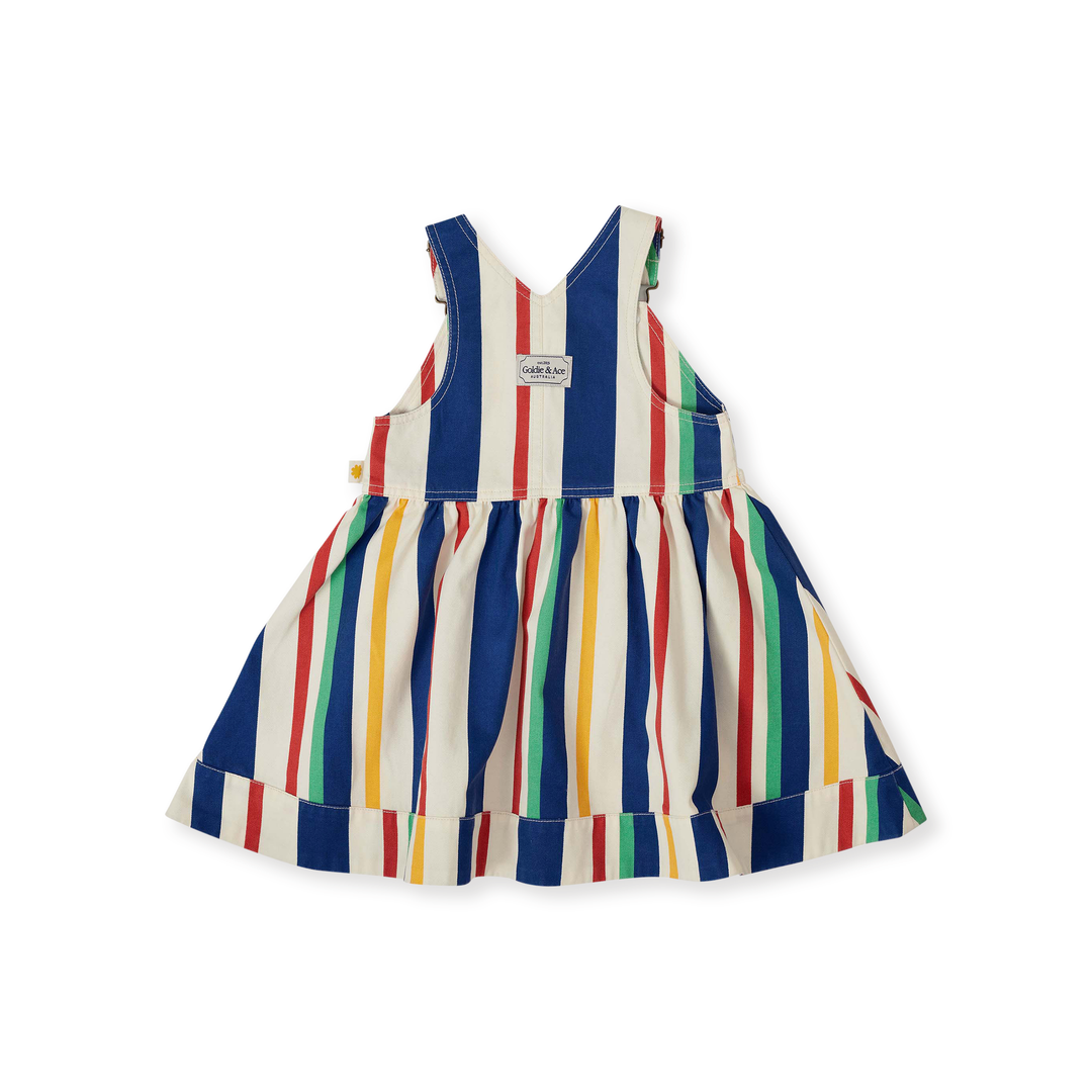 Goldie + Ace Heidi Denim Pinafore Dress - 90'S Bold Stripe