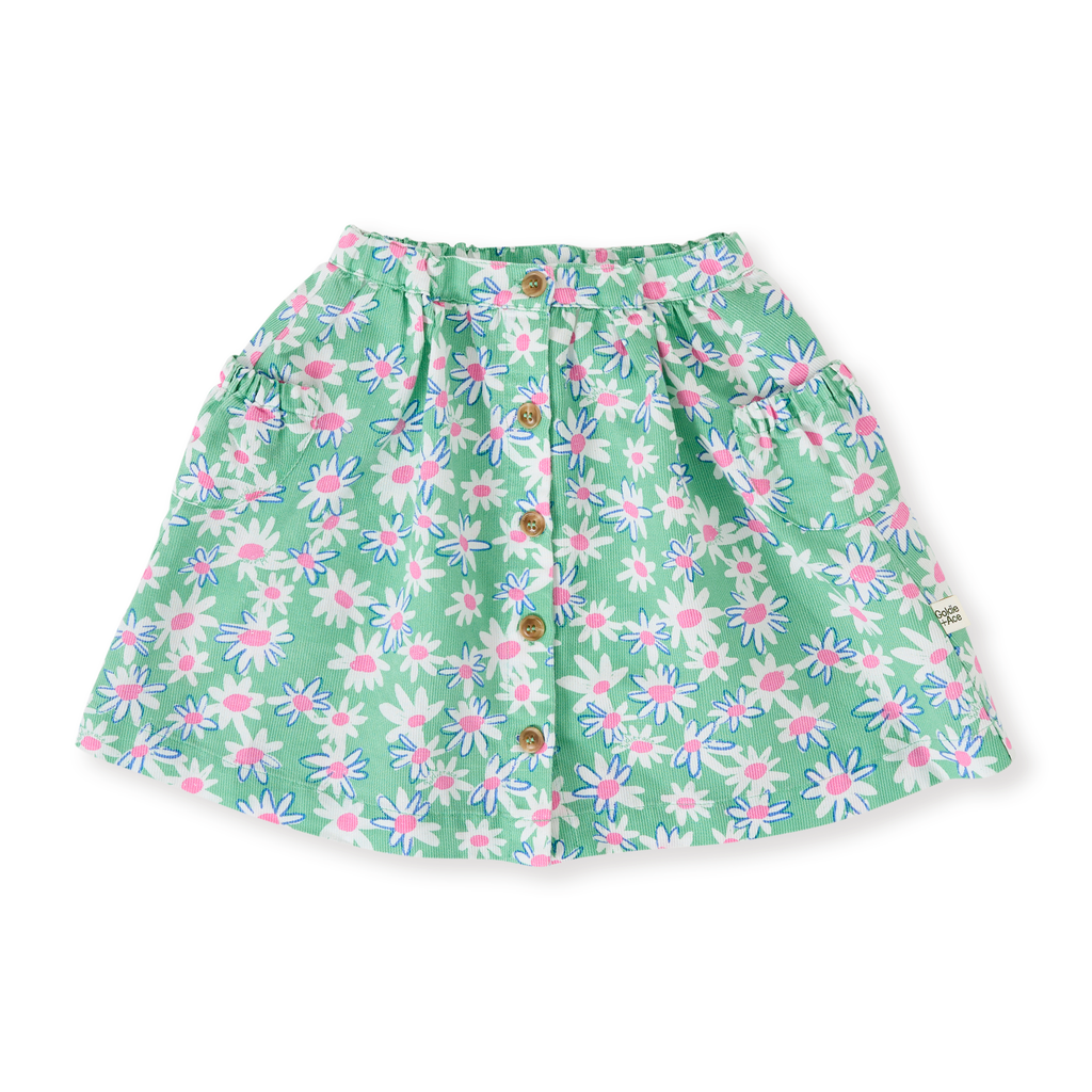 Goldie + Ace Daisy Patch Presley Pocket Skirt - Moss