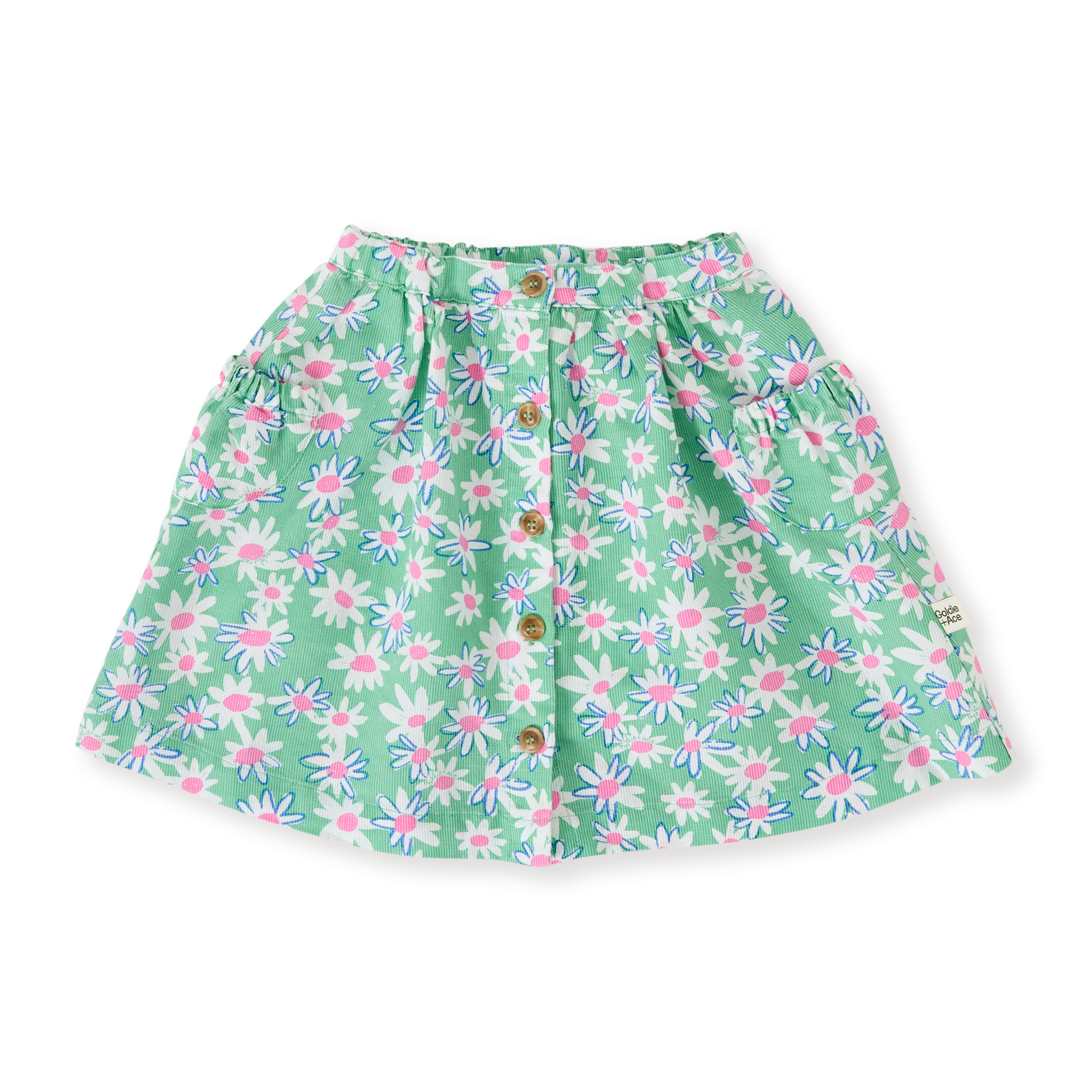 Goldie + Ace Daisy Patch Presley Pocket Skirt - Moss
