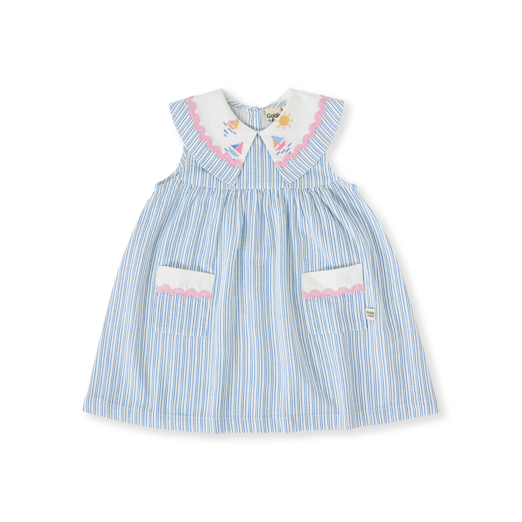 Goldie + Ace Sailor Stripe Lucy Collared Dress - Ocean/Ivory