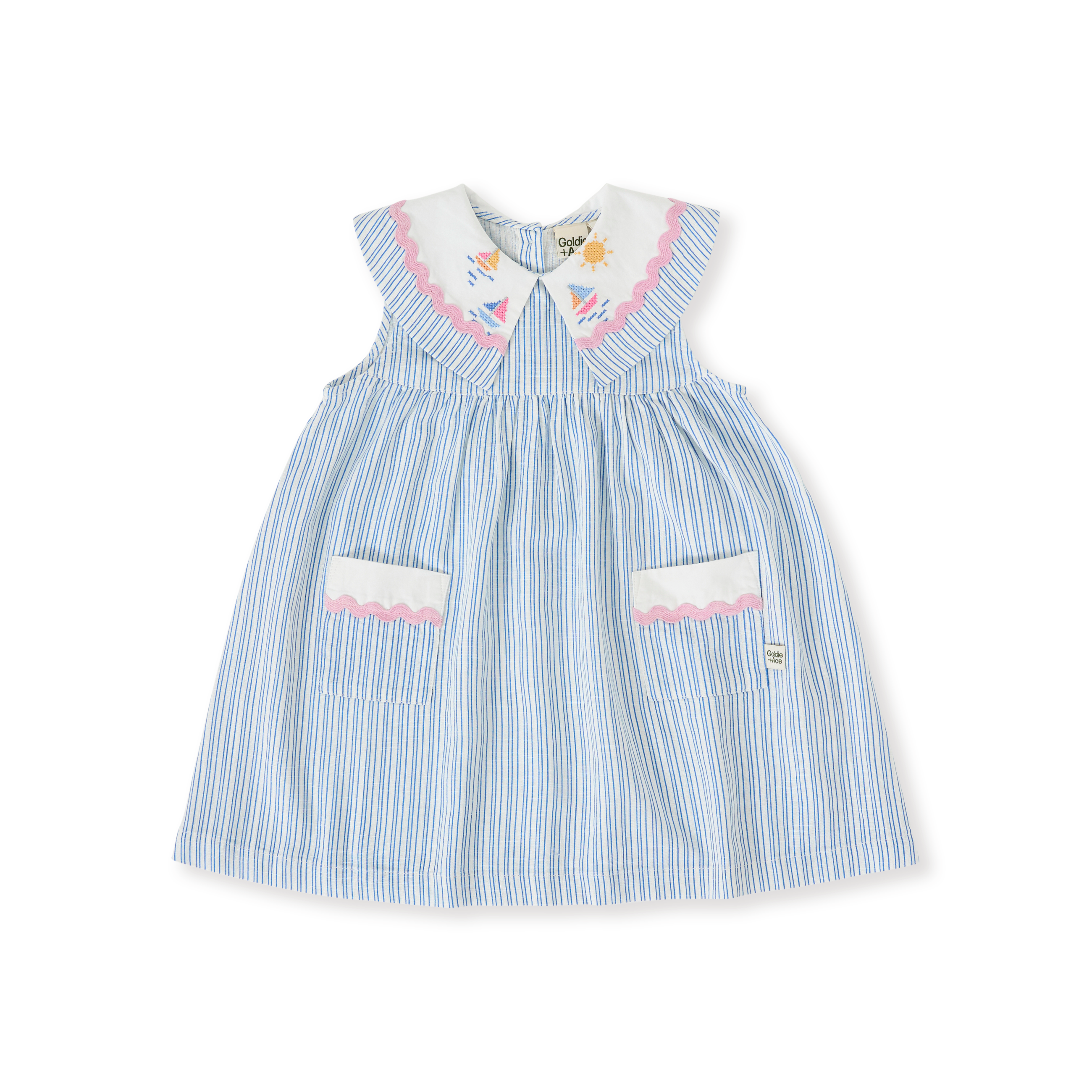 Goldie + Ace Sailor Stripe Lucy Collared Dress - Ocean/Ivory