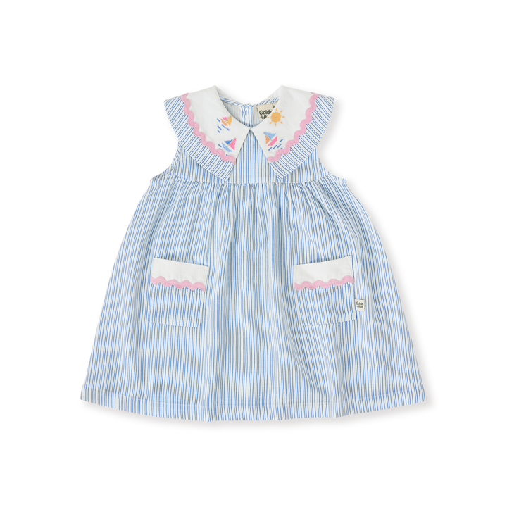 Goldie + Ace Sailor Stripe Lucy Collared Dress - Ocean/Ivory
