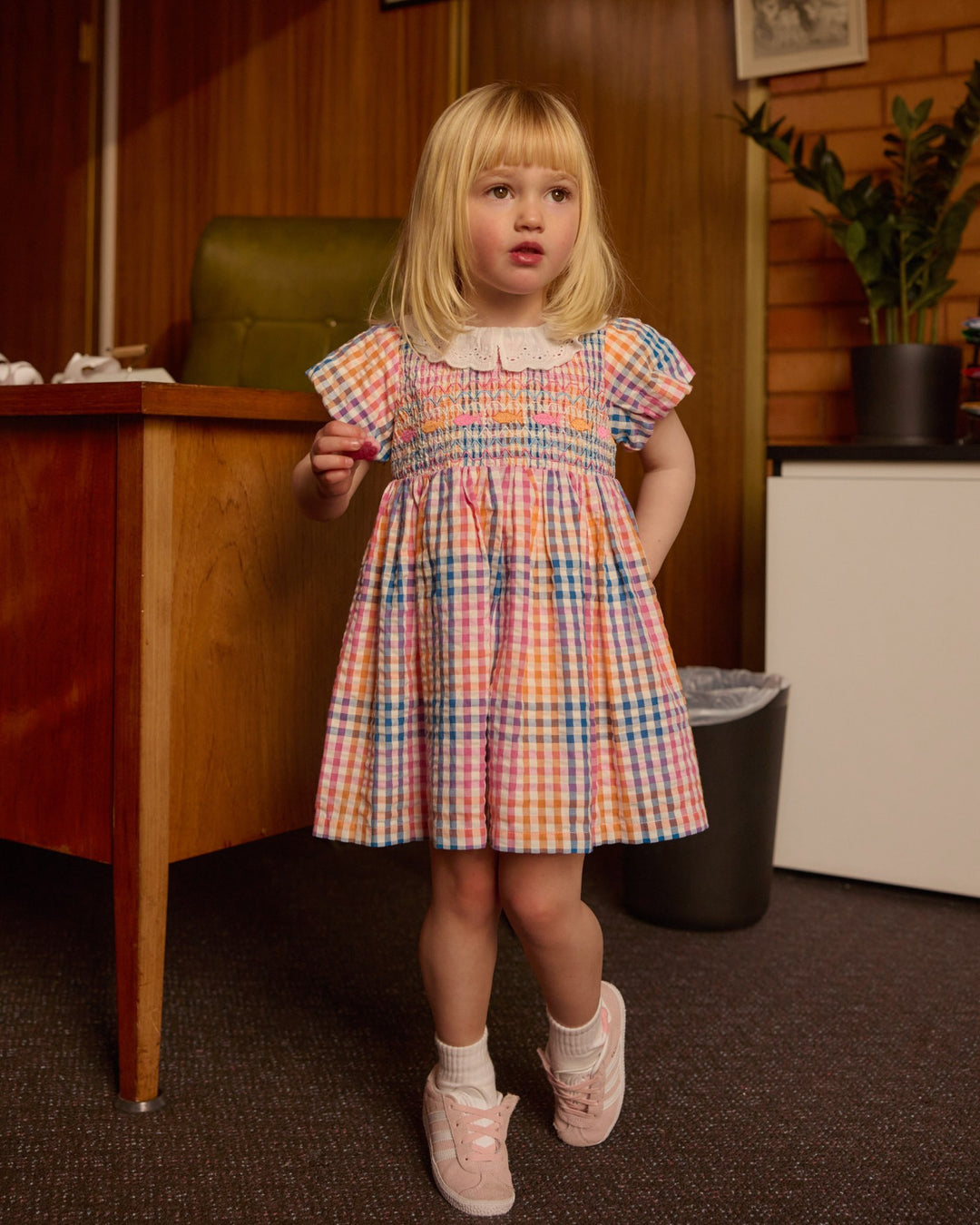Goldie + Ace Rainbow Gingham Flo Smocked Dress - Multi
