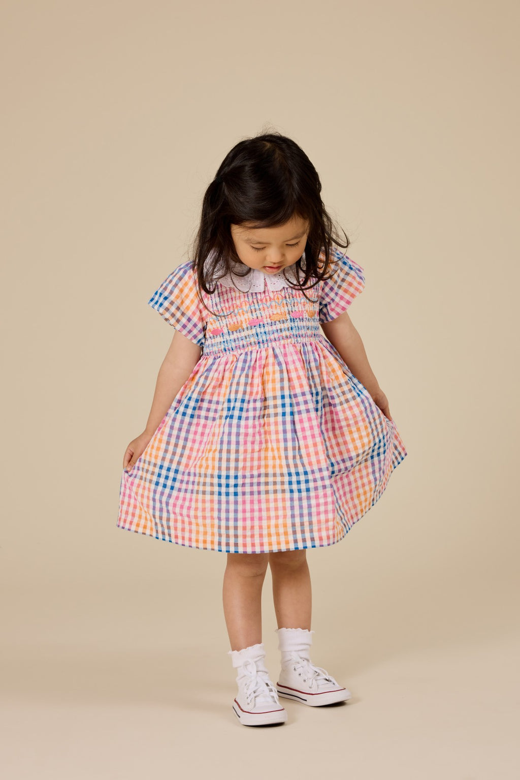 Goldie + Ace Rainbow Gingham Flo Smocked Dress - Multi