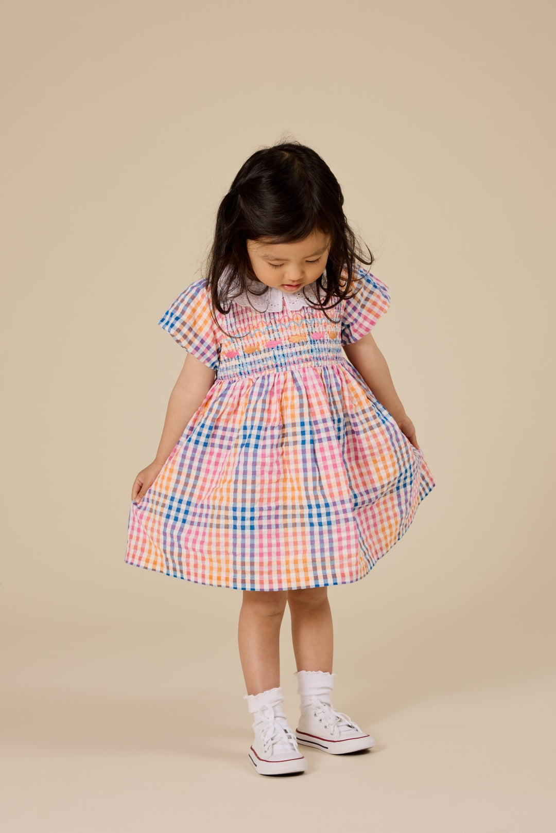 Goldie + Ace Rainbow Gingham Flo Smocked Dress - Multi
