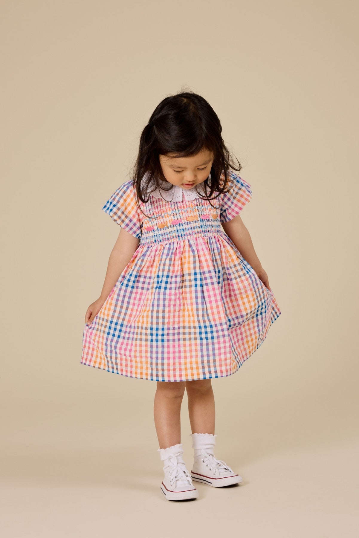 Goldie + Ace Rainbow Gingham Flo Smocked Dress - Multi