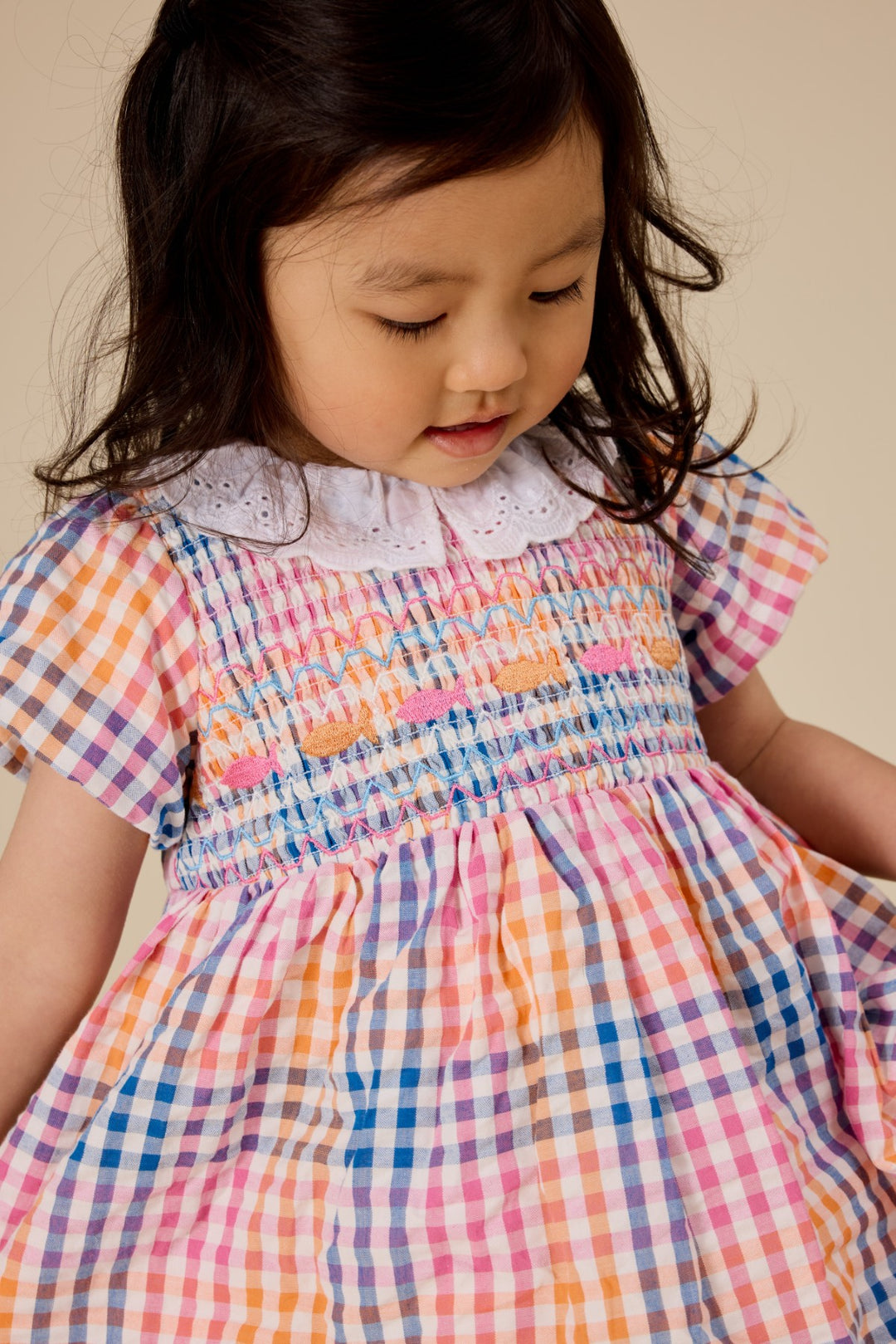 Goldie + Ace Rainbow Gingham Flo Smocked Dress - Multi