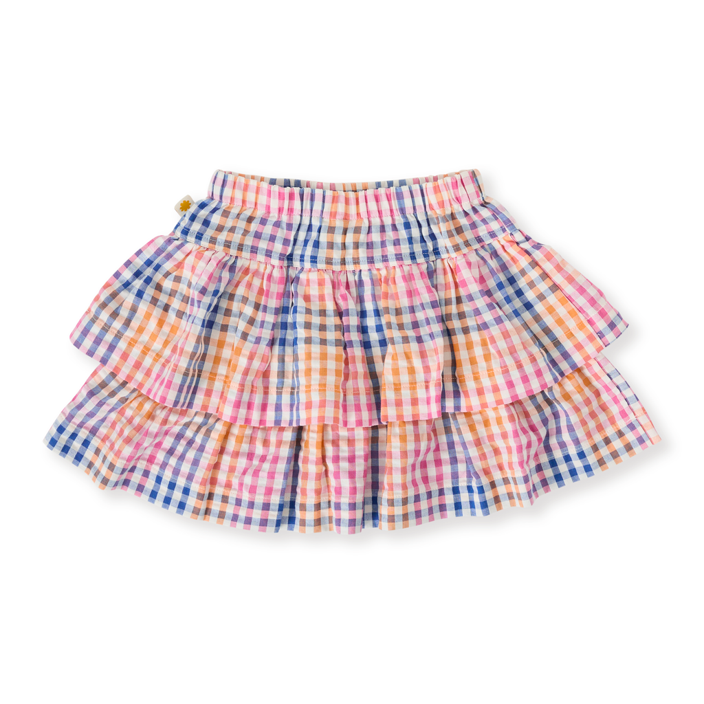 Goldie + Ace Rainbow Gingham Ria Ruffle Skirt - Multi