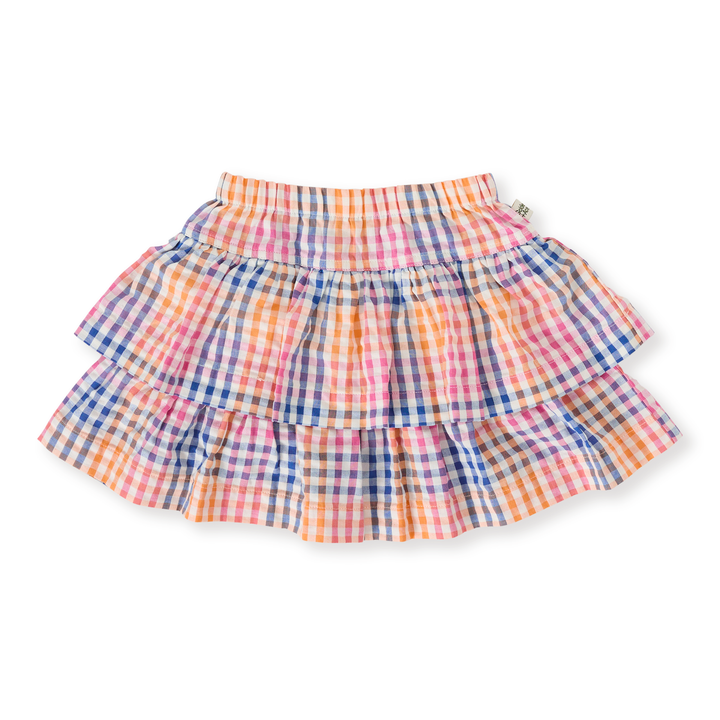 Goldie + Ace Rainbow Gingham Ria Ruffle Skirt - Multi