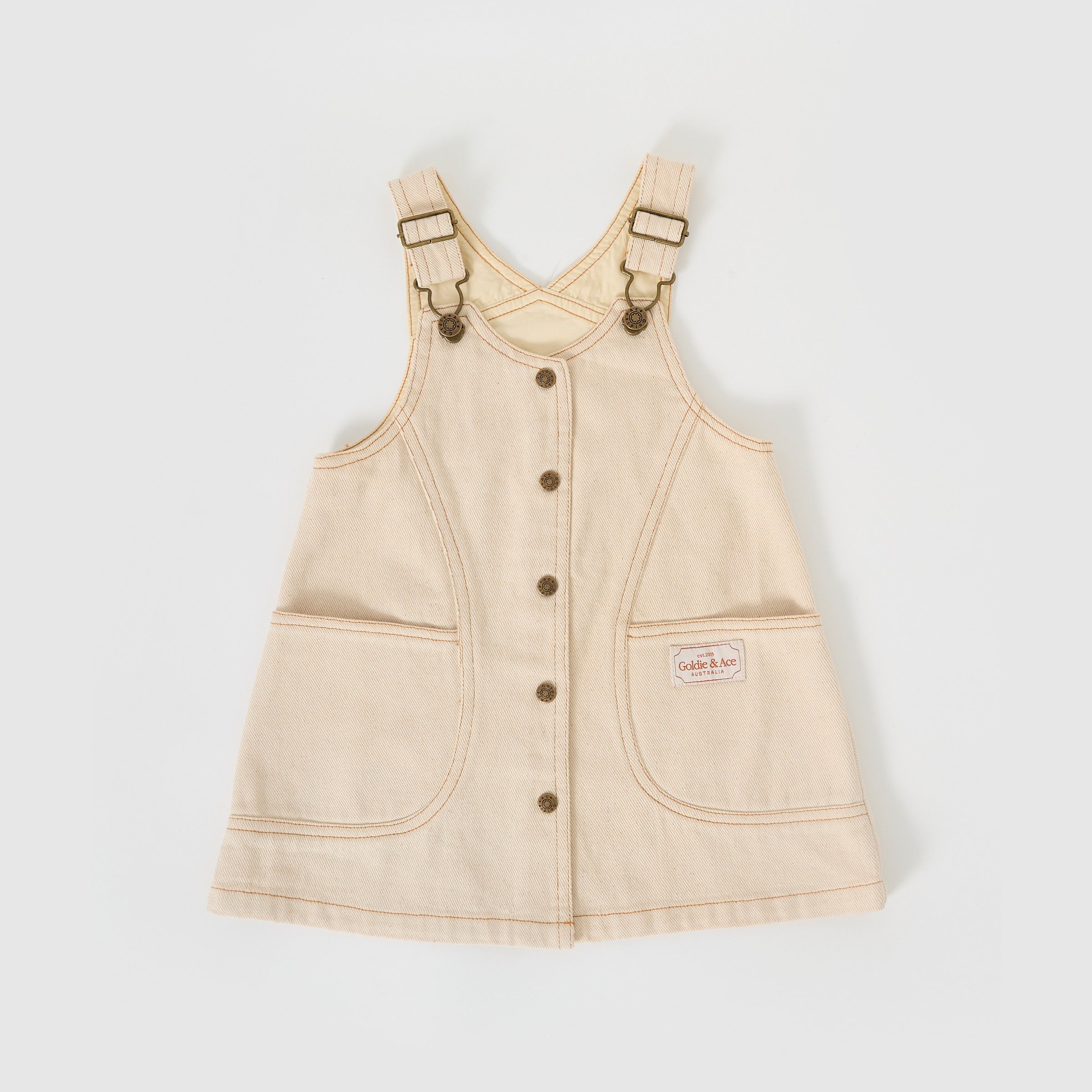 Goldie + Ace Penelope Pinafore Pocket Dress Oat