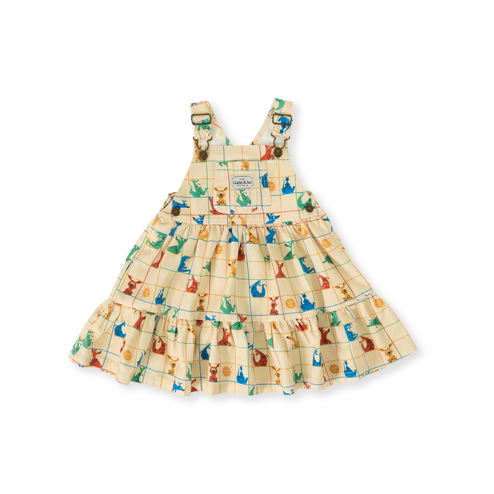 Goldie + Ace Hopscotch Tully Tiered Pinafore Dress - Vanilla/Primary