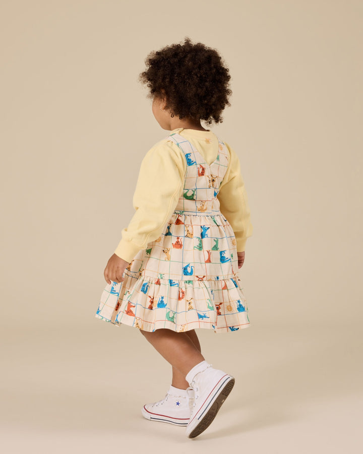 Goldie + Ace Hopscotch Tully Tiered Pinafore Dress - Vanilla/Primary