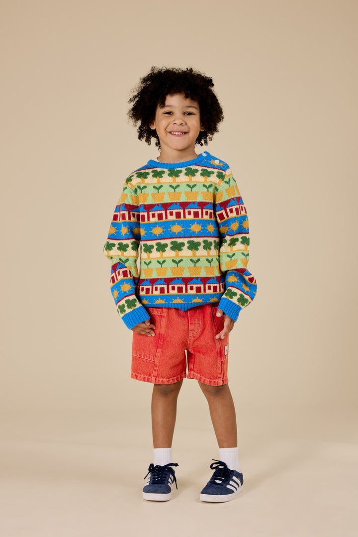 Goldie + Ace Noah Denim Pocket Shorts - Apple Red