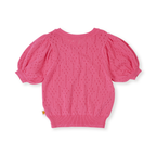 Pointelle Puff Knit Top - Pink Lemonade