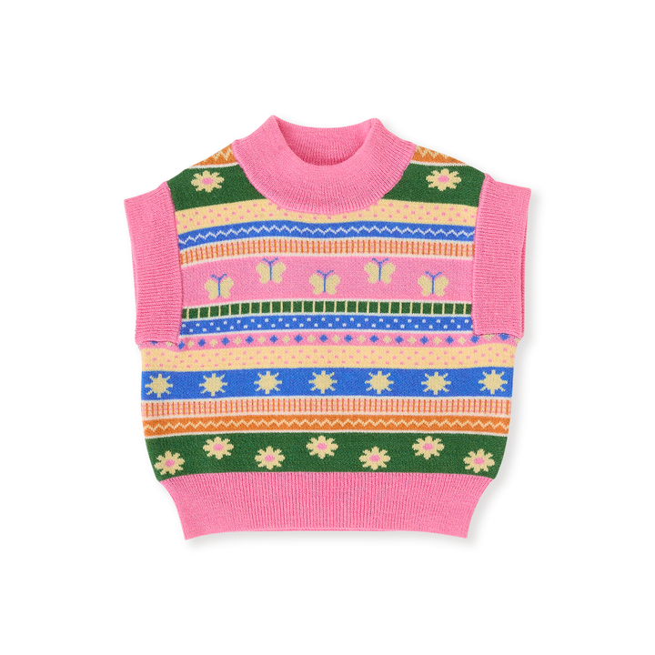 Goldie + Ace Flutter By Sweater Vest - Pink Multi