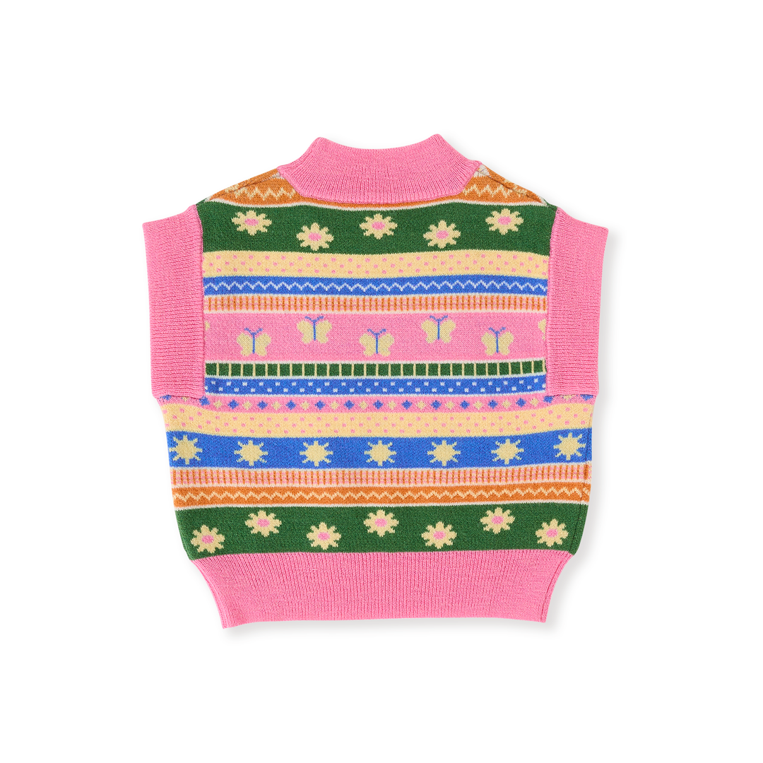 Goldie + Ace Flutter By Sweater Vest - Pink Multi