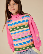Sofia Embroidered Puff Sleeve Skivvy - French Rose