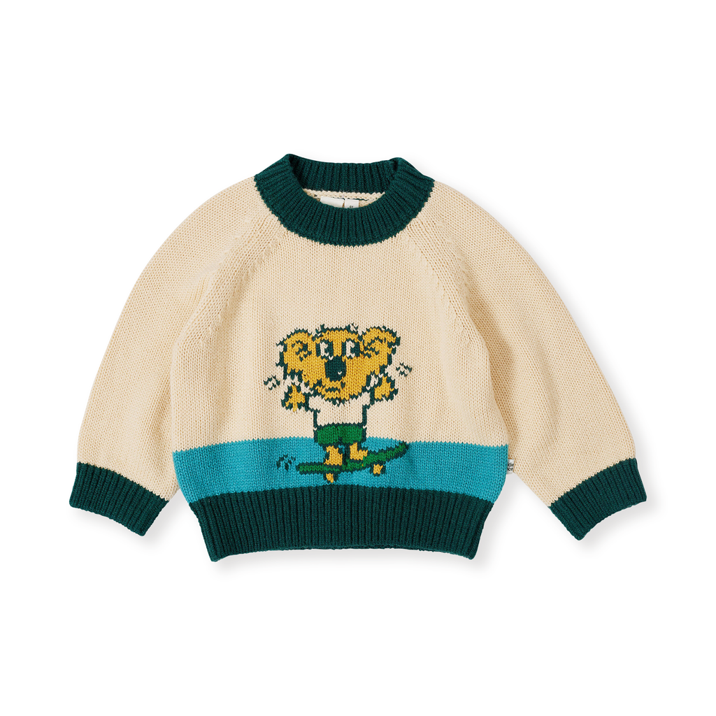 Marley Koala Knit Jumper - Vanilla/Teal