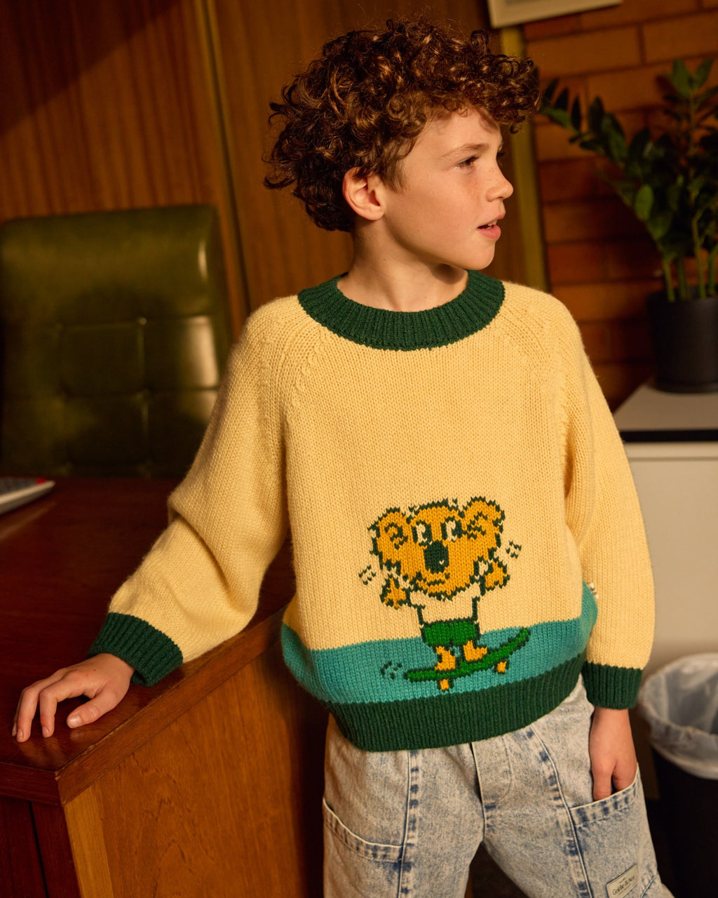 Marley Koala Knit Jumper - Vanilla/Teal