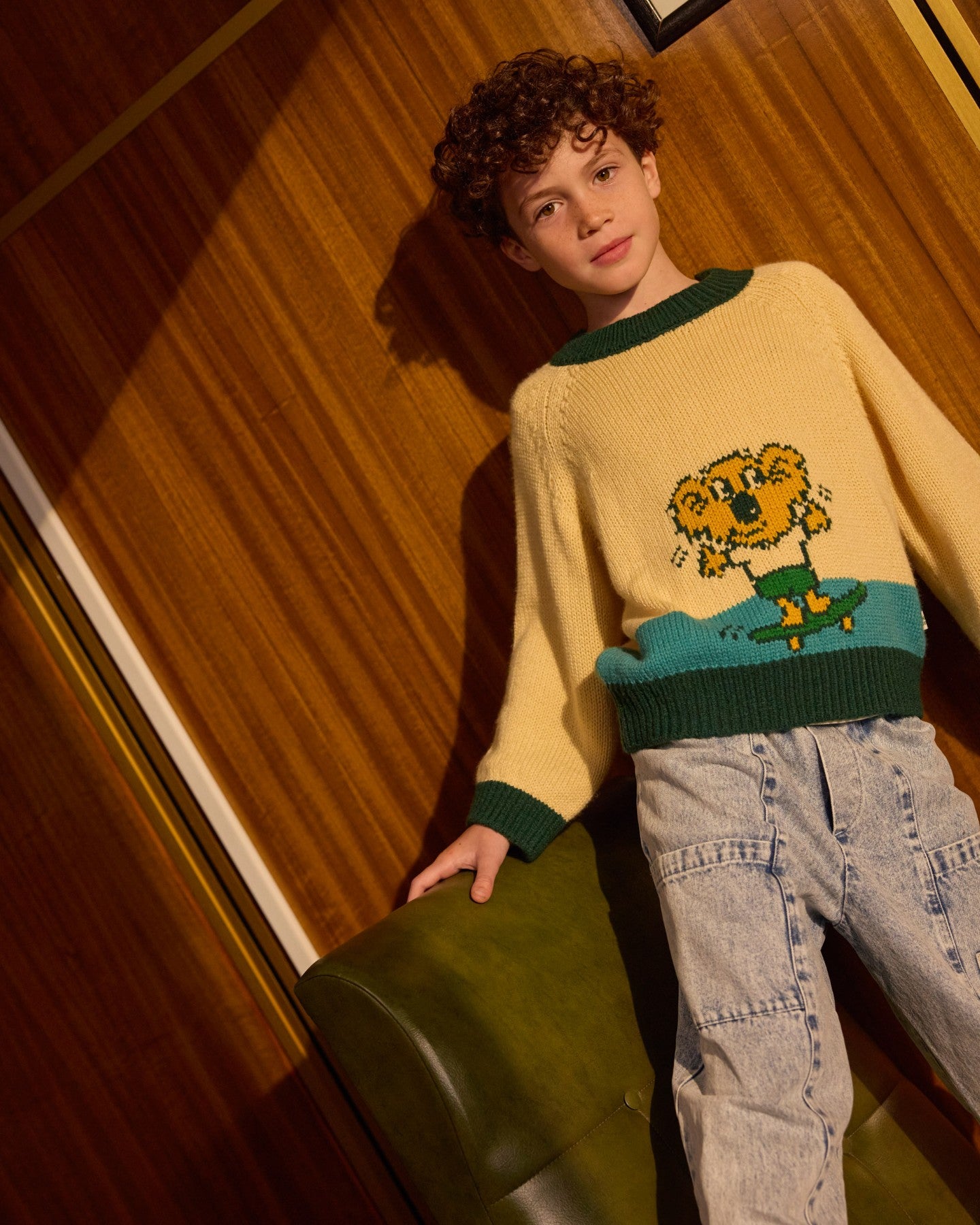 Marley Koala Knit Jumper - Vanilla/Teal