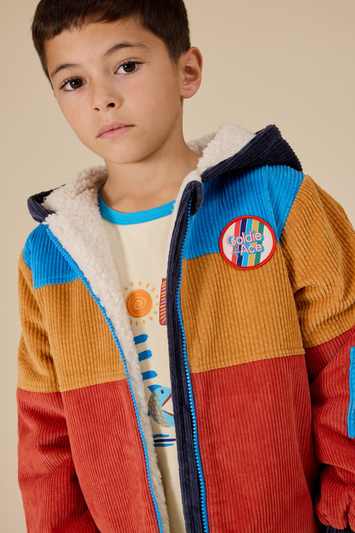 Goldie + Ace Retro Corduroy Colourblock Jacket - Primary