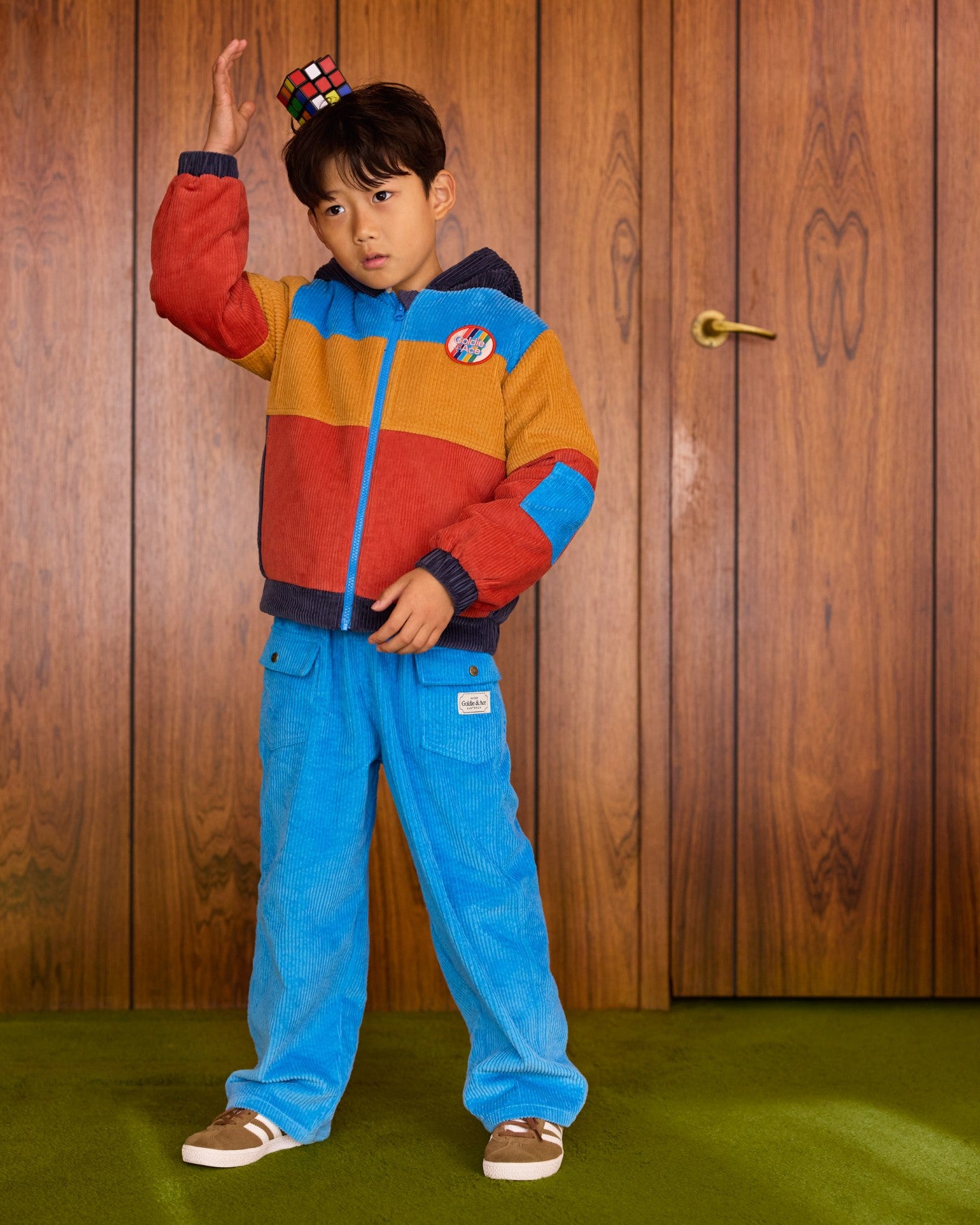 Goldie + Ace Retro Corduroy Colourblock Jacket - Primary
