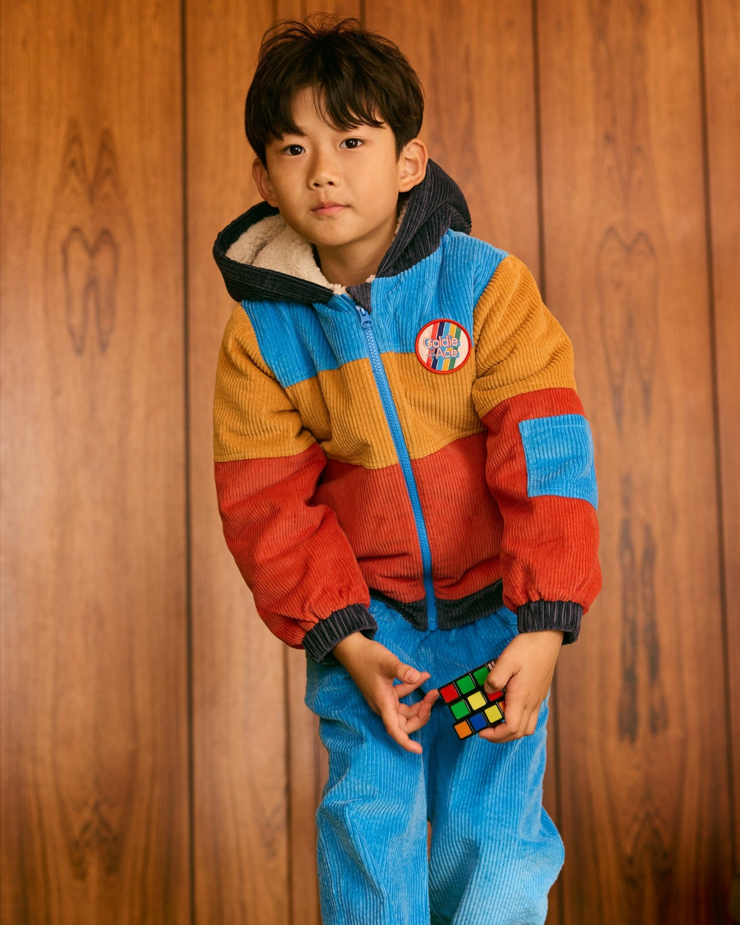 Goldie + Ace Retro Corduroy Colourblock Jacket - Primary