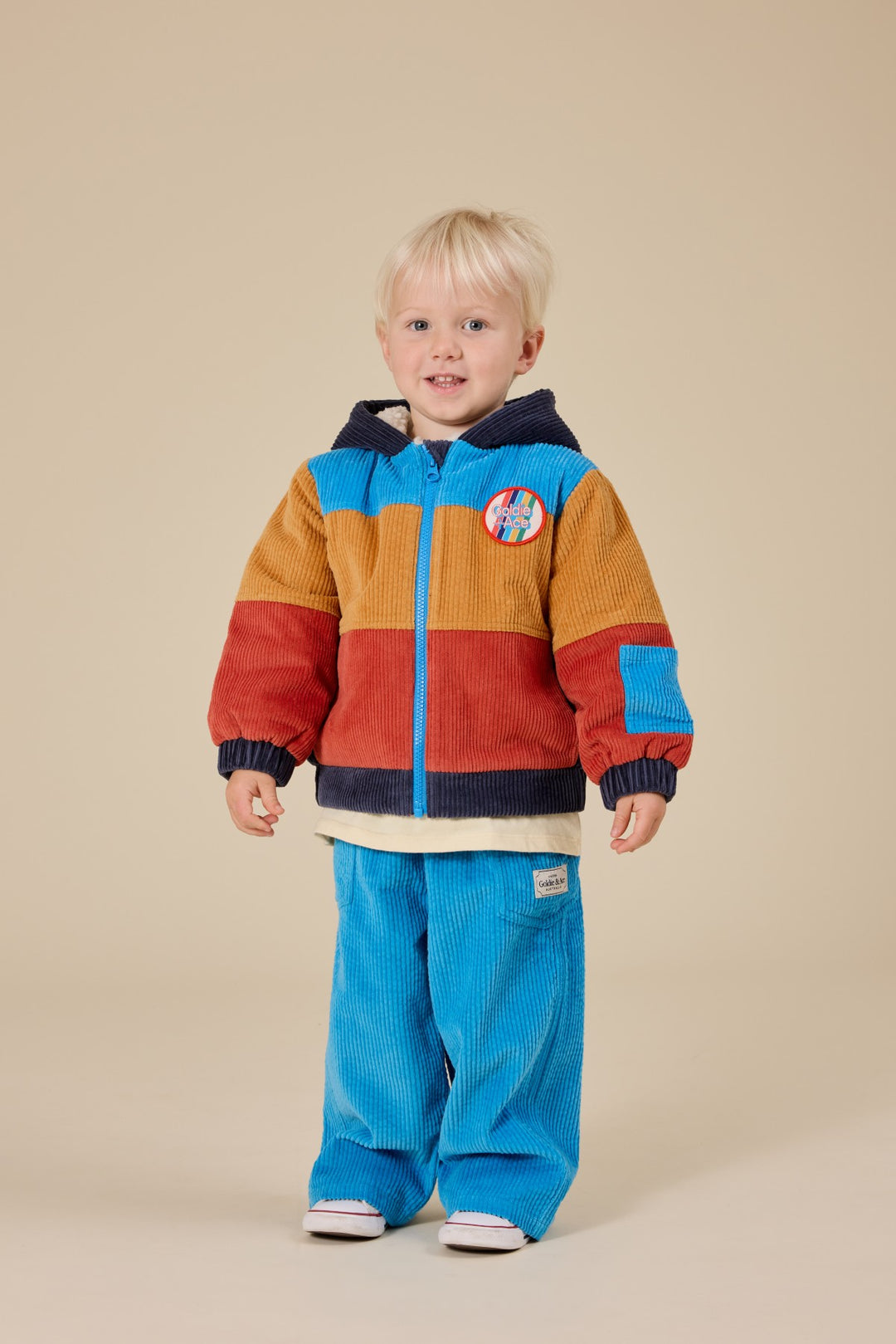 Goldie + Ace Retro Corduroy Colourblock Jacket - Primary