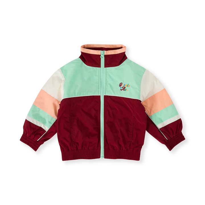 Goldie + Ace Fun Run Retro Spray Jacket - Brick/Peapod