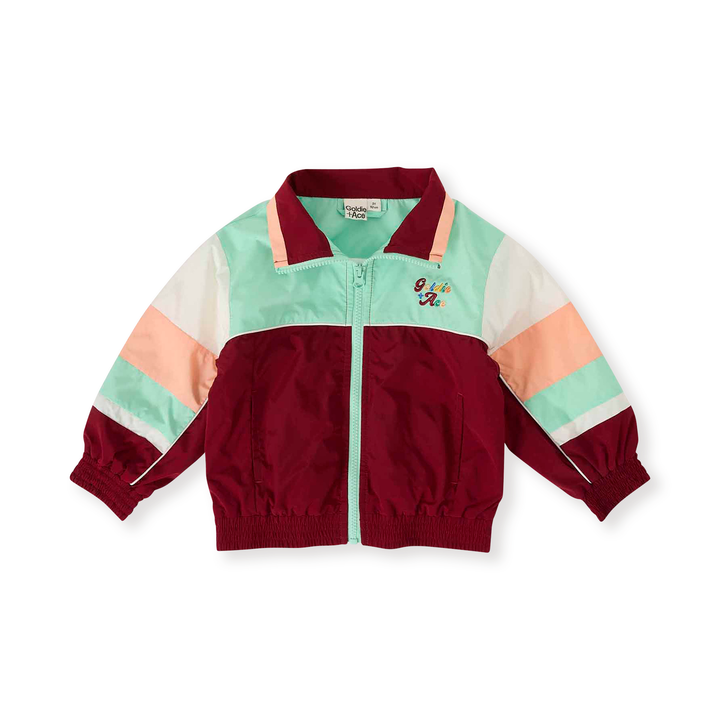 Goldie + Ace Fun Run Retro Spray Jacket - Brick/Peapod