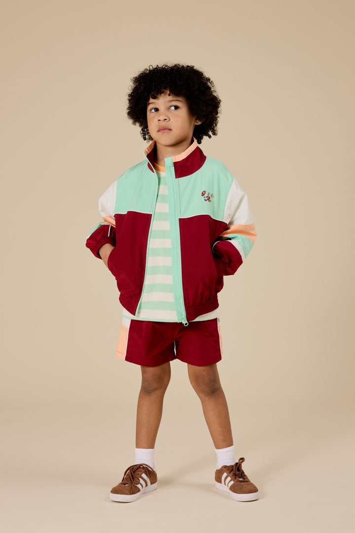 Goldie + Ace Retro Sporty Shorts - Brick/Peapod
