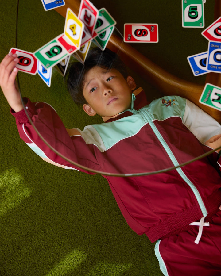 Goldie + Ace Fun Run Retro Spray Jacket - Brick/Peapod