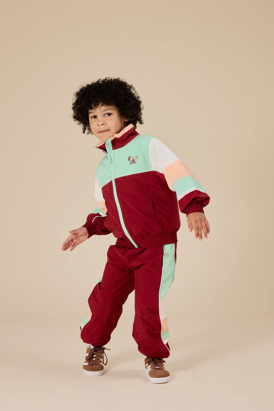 Goldie + Ace Fun Run Retro Spray Jacket - Brick/Peapod