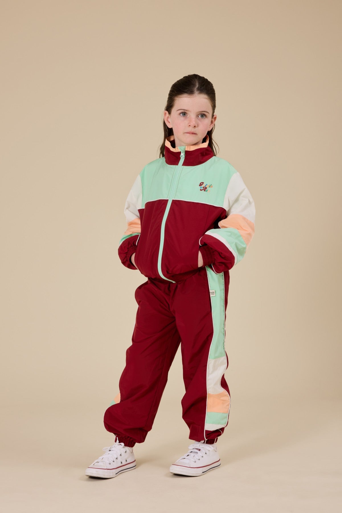 Goldie + Ace Retro Sporty Pants - Brick/Peapod
