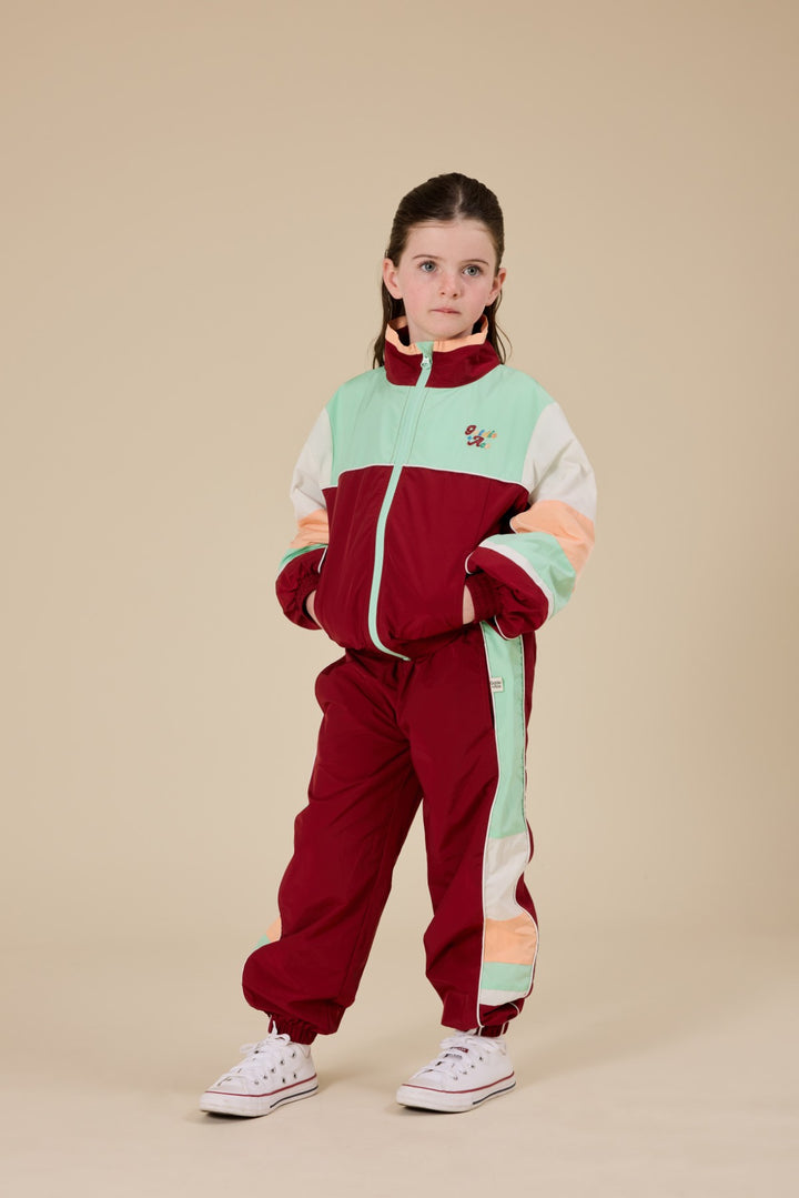 Goldie + Ace Retro Sporty Pants - Brick/Peapod