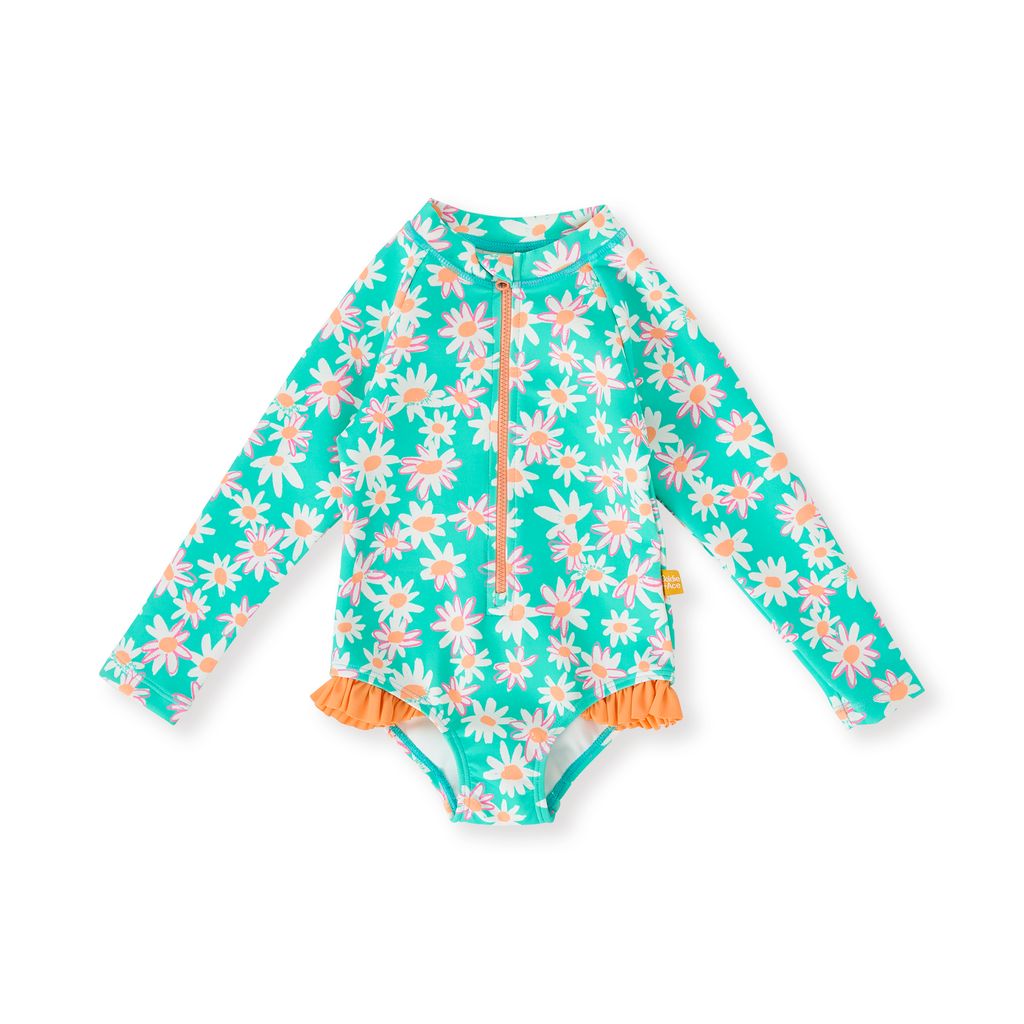 Goldie + Ace Daisy Patch Long Sleeve  Swimsuit Frill