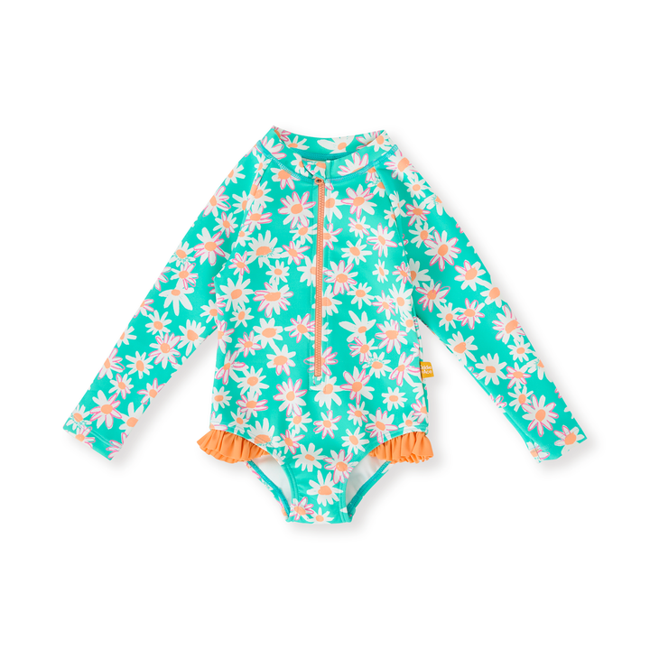 Goldie + Ace Daisy Patch Long Sleeve  Swimsuit Frill