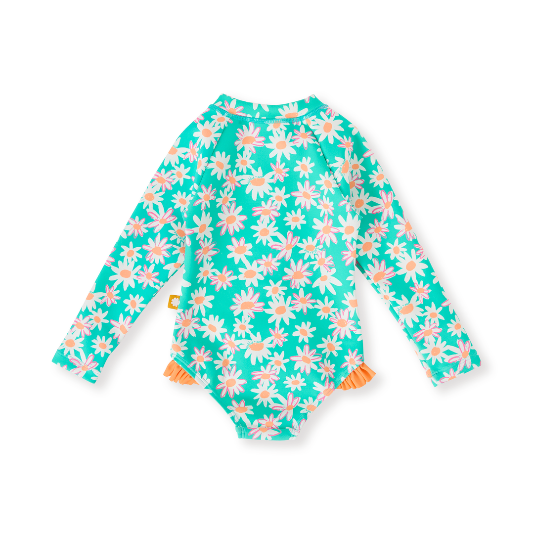 Goldie + Ace Daisy Patch Long Sleeve  Swimsuit Frill