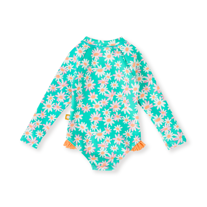 Goldie + Ace Daisy Patch Long Sleeve  Swimsuit Frill