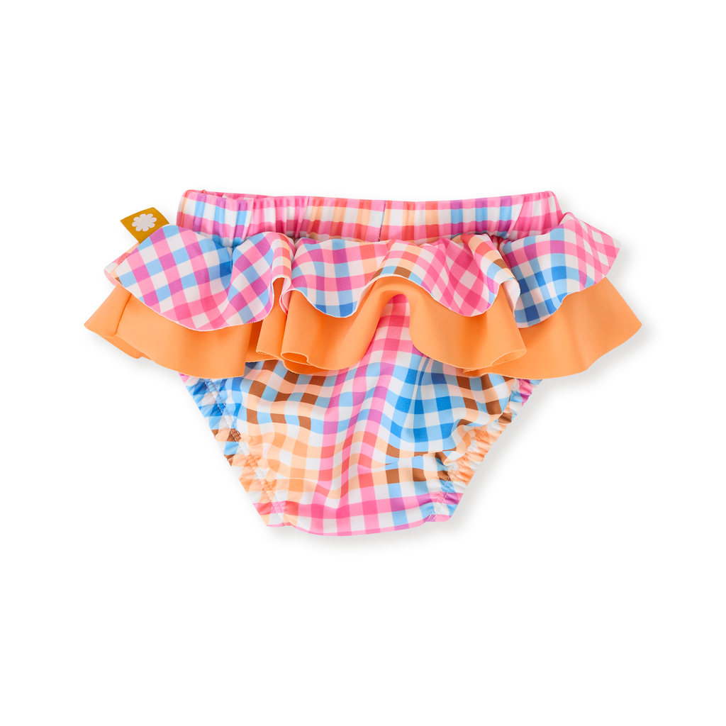 Rainbow Gingham Frill Waist Swim Nappy