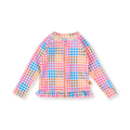 Rainbow Gingham Zip Up Rashguard