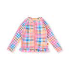 Goldie + Ace Rainbow Gingham Zip Up Rashguard