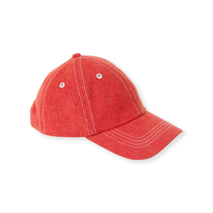 Goldie + Ace Tate Embroidered Denim Cap - Apple Red