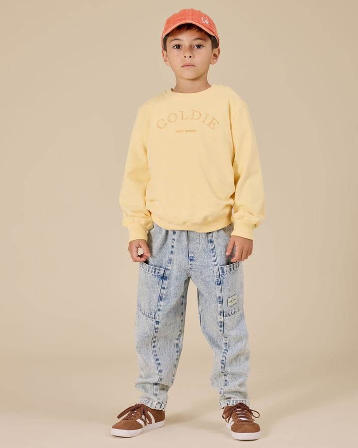 Goldie + Ace Goldie Crew Embroidered Sweater - Lemon