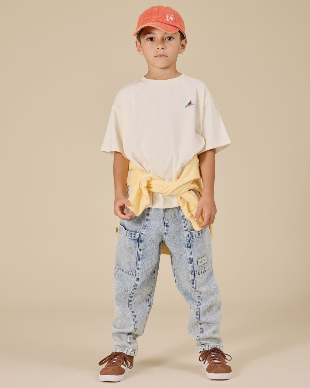 Goldie + Ace Tate Embroidered Denim Cap - Apple Red