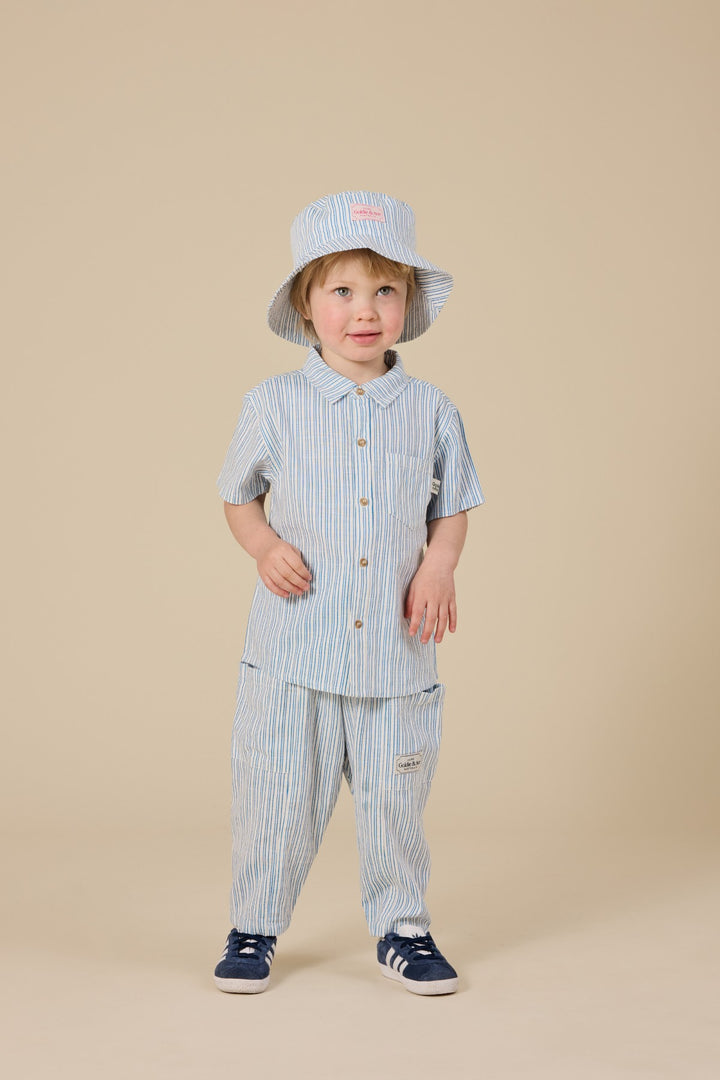 Goldie + Ace Sailor Stripe Kit Linen Pants - Ocean/Ivory